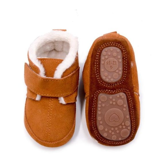 BROWN BABY TODDLER GIRL BOY LEATHER BOOTS - Picture 2 of 5